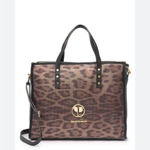 PERSAMAN NEW YORK Crossbody Leopard Satchel Handbag Italy Leather Purse Tote!